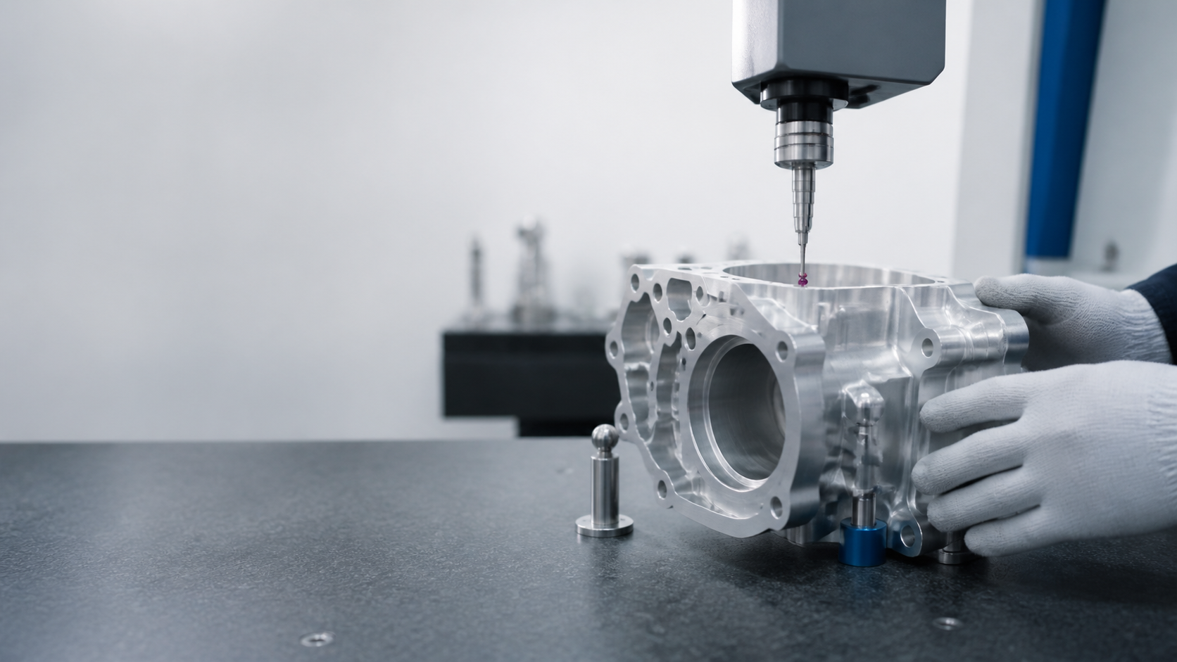 Illustrative dimensional inspection of precision components.